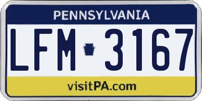 PA license plate LFM3167