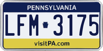 PA license plate LFM3175