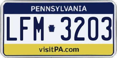 PA license plate LFM3203