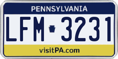 PA license plate LFM3231