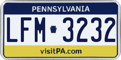 PA license plate LFM3232