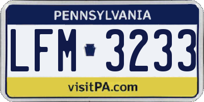 PA license plate LFM3233
