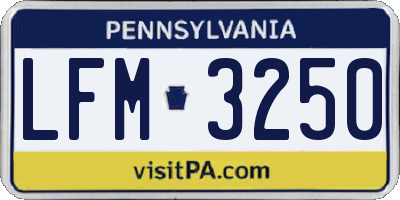 PA license plate LFM3250