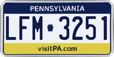 PA license plate LFM3251