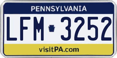 PA license plate LFM3252