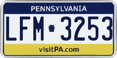 PA license plate LFM3253