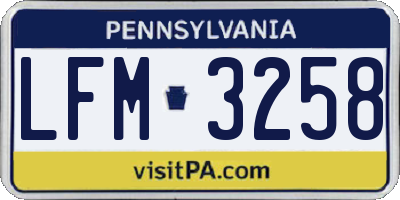 PA license plate LFM3258