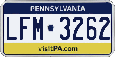 PA license plate LFM3262