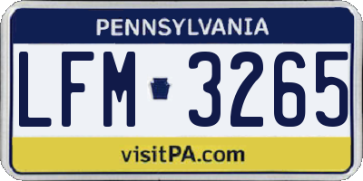 PA license plate LFM3265