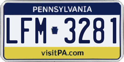 PA license plate LFM3281