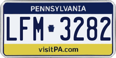 PA license plate LFM3282