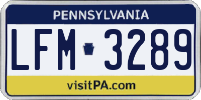 PA license plate LFM3289
