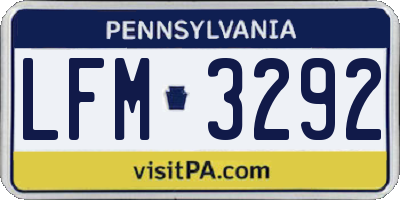 PA license plate LFM3292