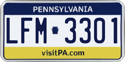 PA license plate LFM3301