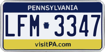 PA license plate LFM3347
