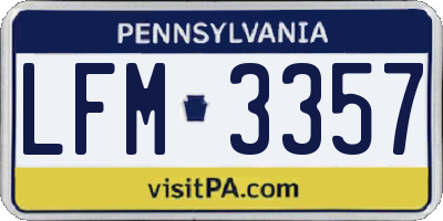 PA license plate LFM3357