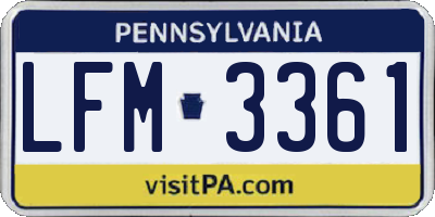 PA license plate LFM3361