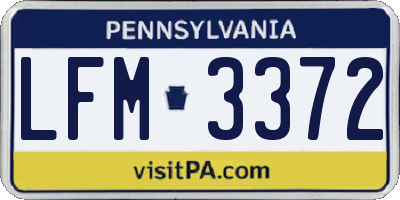 PA license plate LFM3372