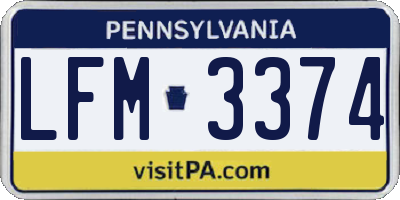 PA license plate LFM3374