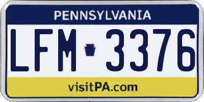 PA license plate LFM3376