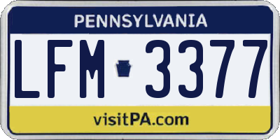 PA license plate LFM3377