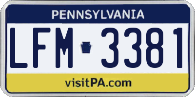 PA license plate LFM3381