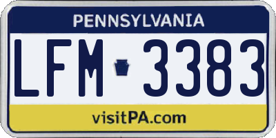 PA license plate LFM3383