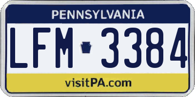 PA license plate LFM3384