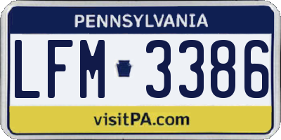 PA license plate LFM3386