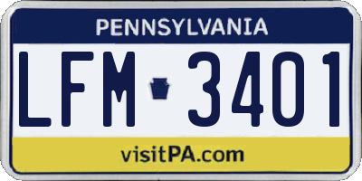 PA license plate LFM3401