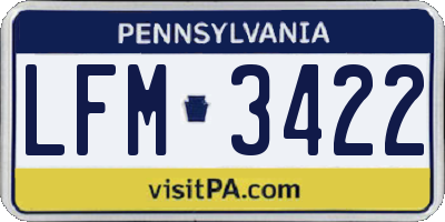 PA license plate LFM3422