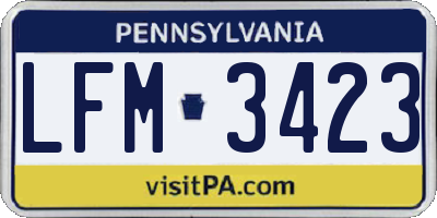 PA license plate LFM3423