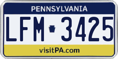 PA license plate LFM3425