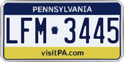 PA license plate LFM3445