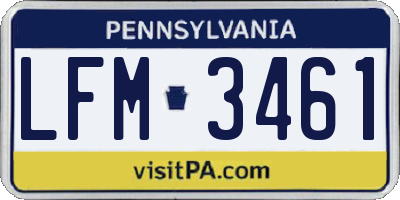 PA license plate LFM3461