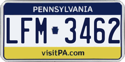 PA license plate LFM3462