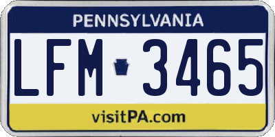 PA license plate LFM3465