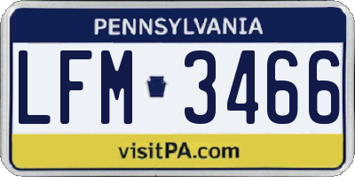PA license plate LFM3466
