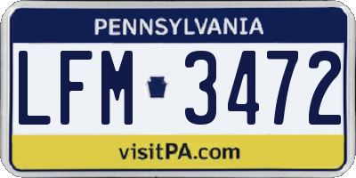PA license plate LFM3472