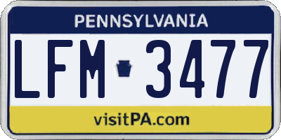 PA license plate LFM3477