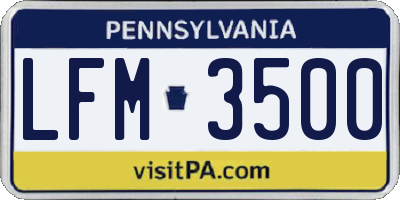 PA license plate LFM3500