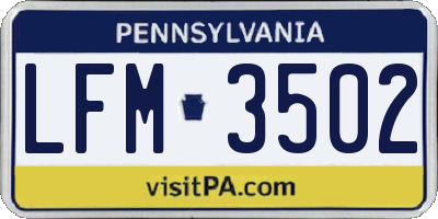 PA license plate LFM3502