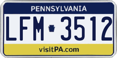 PA license plate LFM3512