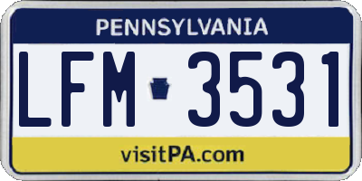 PA license plate LFM3531