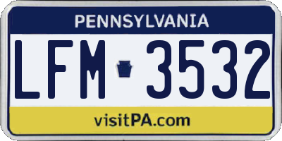 PA license plate LFM3532