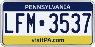 PA license plate LFM3537