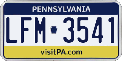 PA license plate LFM3541