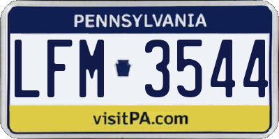PA license plate LFM3544