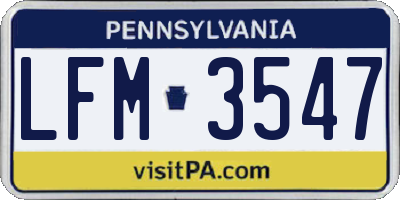 PA license plate LFM3547