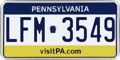 PA license plate LFM3549